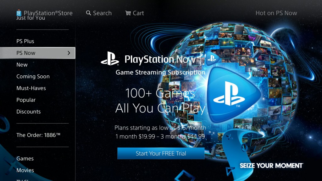 PS Now accessed via the PSN Store