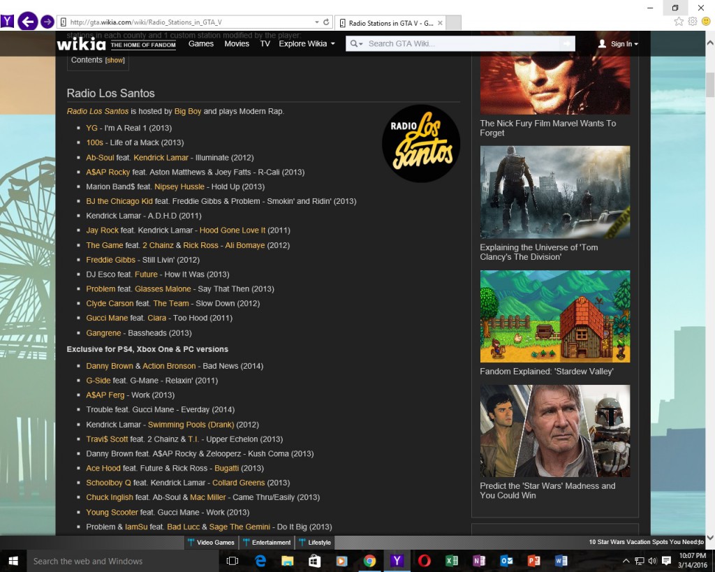 Radio Stations page from the GTA 5 Wiki site.